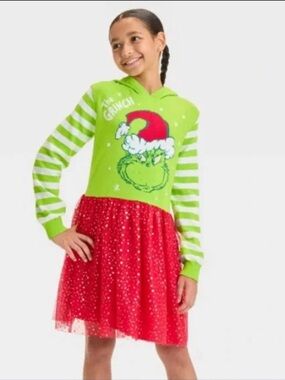The Grinch Sweater Tutu Dress with Hood
